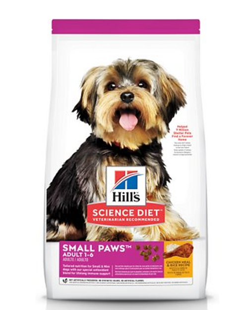 Hill's Science Diet Adult 1-6 Small Paws Chicken Meal & Rice Recipe Dry Dog Food