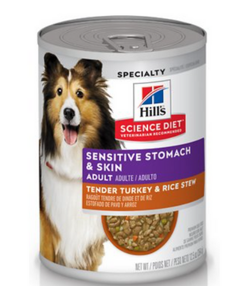 Hill's Science Diet Adult Sensitive Stomach & Skin Tender Turkey & Rice Stew Canned Dog Food