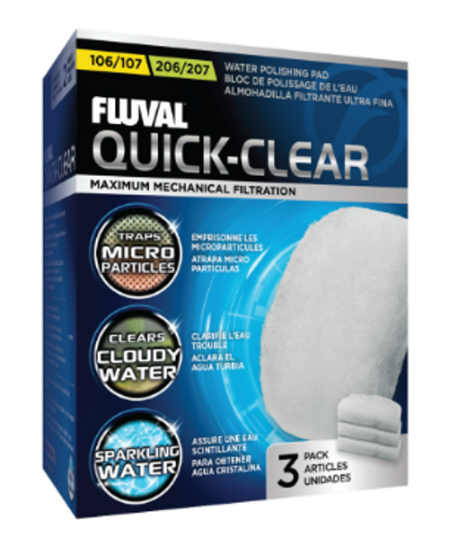 Fluval Quick-Clear Water Polishing Filter Media Fits 106/206 107/207 3 pk