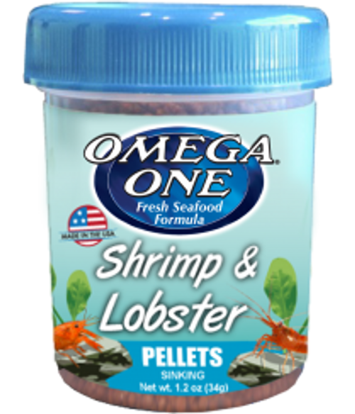 Omega One Shrimp & Lobster Pellets Sinking Crustacean Food 1.2 oz