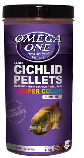 Omega One Super Color Cichlid Pellets Sinking Fish Food 9 oz