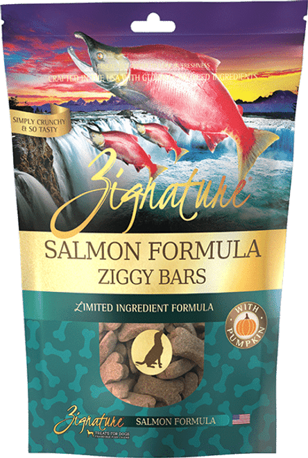 Zignature Salmon Formula Ziggy Bars Biscuit Dog Treats 12 oz