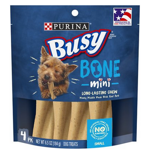 Purina Busy Bone With Real Meat Mini 4 Pack Dog Treats 6.5 oz