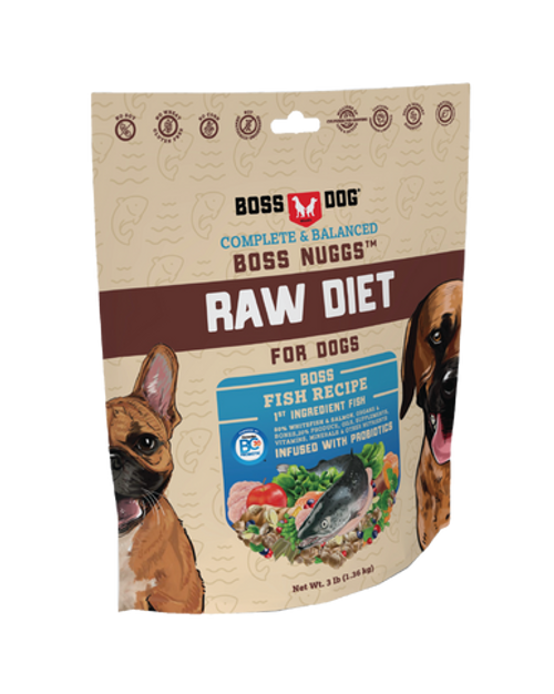 Boss Dog Complete & Balanced Frozen Boss Nuggs Fish Recipe for Dogs 3 lb