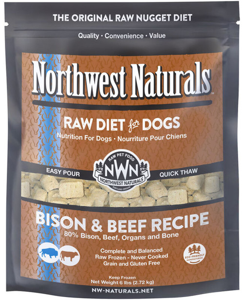 Northwest Naturals Raw Frozen Beef & Bison Recipe Nuggets for Dogs 6 lb