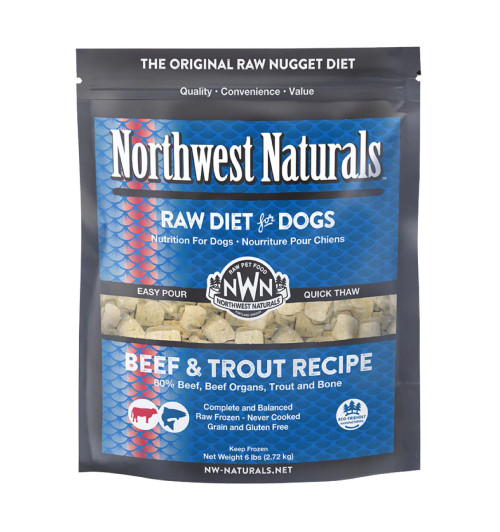 Northwest Naturals Raw Frozen Beef & Trout Recipe Nuggets for Dogs 6 lb