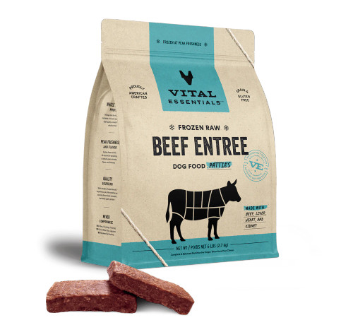 Vital Essentials Frozen Raw Beef Entrée Patties Dog Food 6 lb
