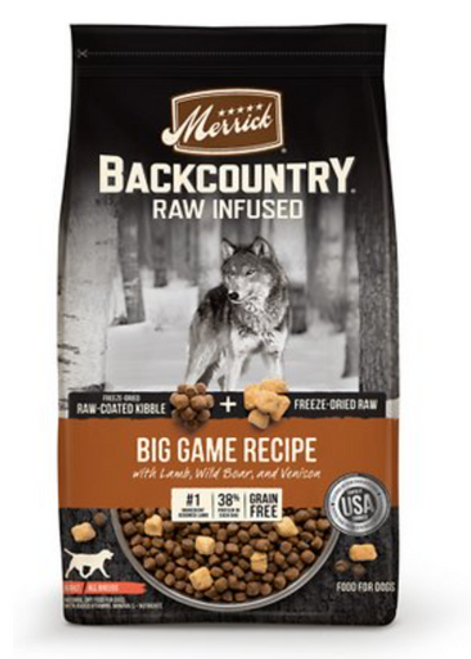 Merrick Backcountry Freeze-Dried Raw Infused Grain-Free Big Game Recipe With Lamb, Wild Boar, & Venison Dry Dog Food 20 lb