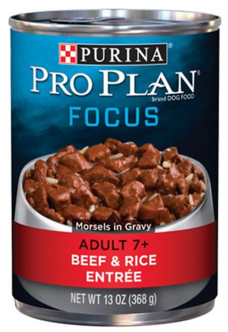 Purina Pro Plan Focus Adult 7+ Beef & Rice Entree Morsels In Gravy Canned Dog Food