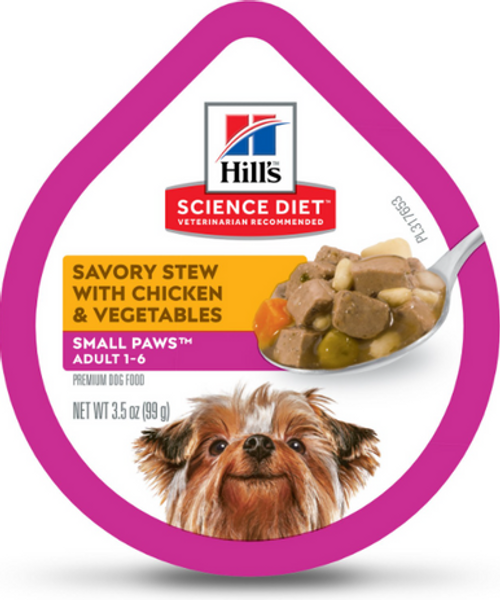 Hill's Science Diet Adult Small Paws Savory Chicken & Vegetable Stew Wet Dog Food Trays