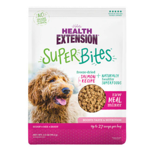 Health Extension SuperBites Freeze-Dried Raw Salmon Recipe Dog Meal Mixer 3.5 oz