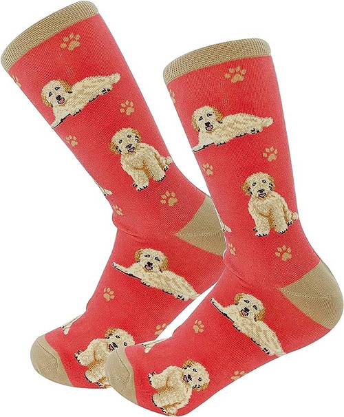 E&s Imports Pet Lover Socks Peach Goldendoodle Dog, Unisex, One Size Fits Most 
