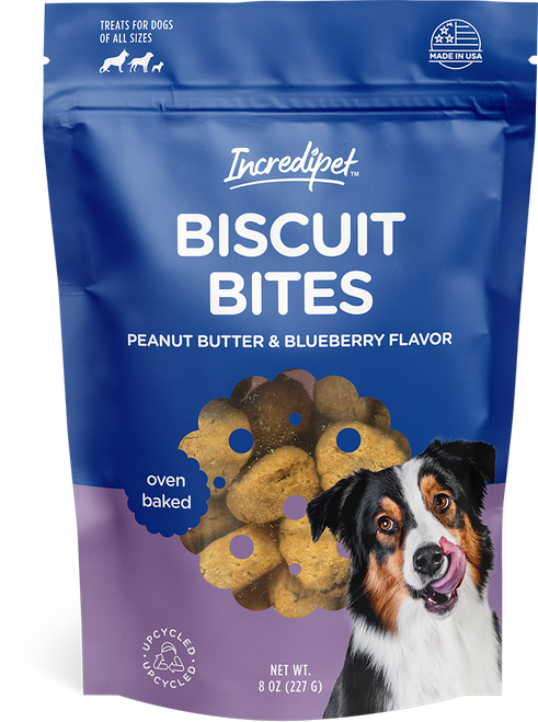 Incredipet Oven Baked Peanut Butter & Blueberry Flavor Biscuit Bites Dog Treats 8 oz