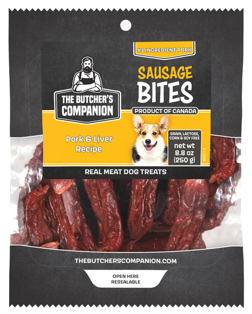 Butcher's Companion Pork & Liver Recipe Sausage Bites Dog Treats 8.8 oz