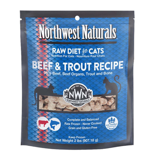 Northwest Naturals Raw Frozen Beef & Trout Recipe Nibbles for Cats 2 lb