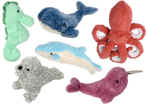 Multipet Deep Sea Cuddlers Plush Dog Toy, Assorted 12 in