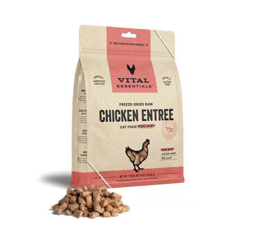 Vital Essentials Freeze-Dried Raw Chicken Entrée Mini Nibs Cat Food 8 oz