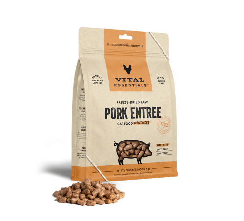 Vital Essentials Freeze-Dried Raw Pork Entrée Mini Nibs Cat Food 8 oz
