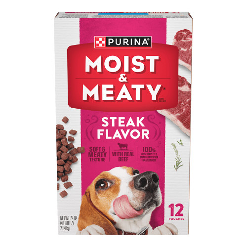 Purina Moist & Meaty Steak Flavor Soft Dog Food 12 pk
