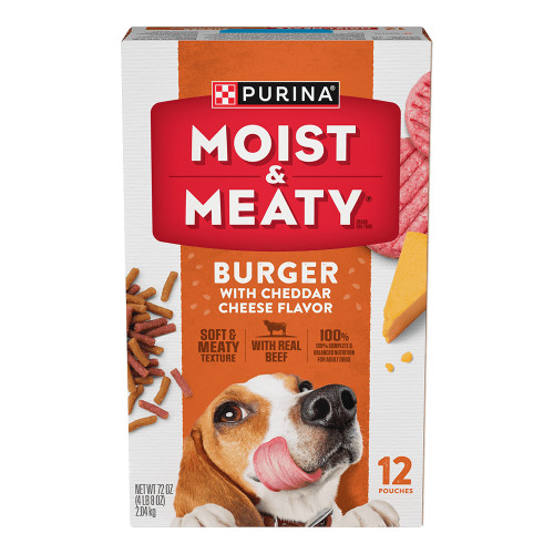 Purina Moist & Meaty Burger with Cheddar Cheese Soft Dog Food 12 pk