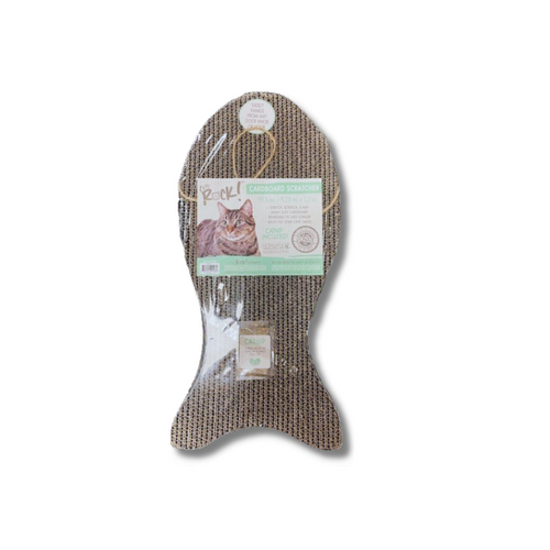 Bow Wow Cats Rock! Fish Shape Cardboard Cat Scratcher, Assorted 19.5 x 9.25 x 1.2 in