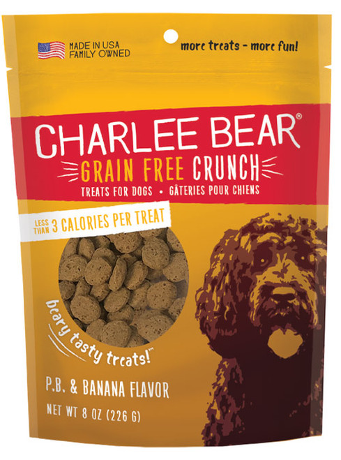 Charlee Bear Grain Free Crunch Peanut Butter & Banana Flavor Dog Treats 8 oz
