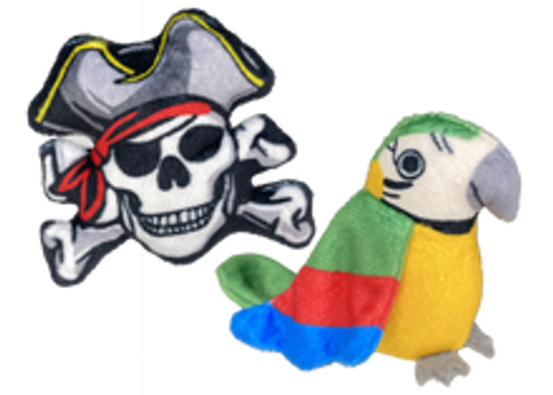Multipet Margaritaville Pirate Skull & Parrot Cat Toys 2 pk