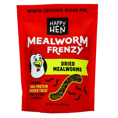 Happy Hen Mealworm Frenzy Dried Mealworms High-Protein Chicken Treat 10 oz