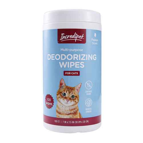 Incredipet Deodorizing Wipes for Cats, 100 ct 