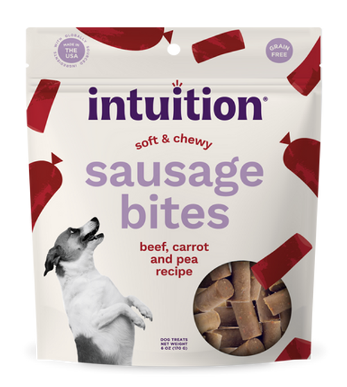 Intuition Beef, Carrot & Pea Recipe Grain-Free Soft & Chewy Sausage Bites Dog Treats 6 oz