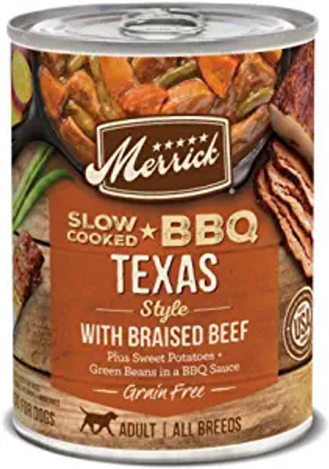Merrick Slow-Cooked BBQ Texas Style with Raised Beef Canned Dog Food