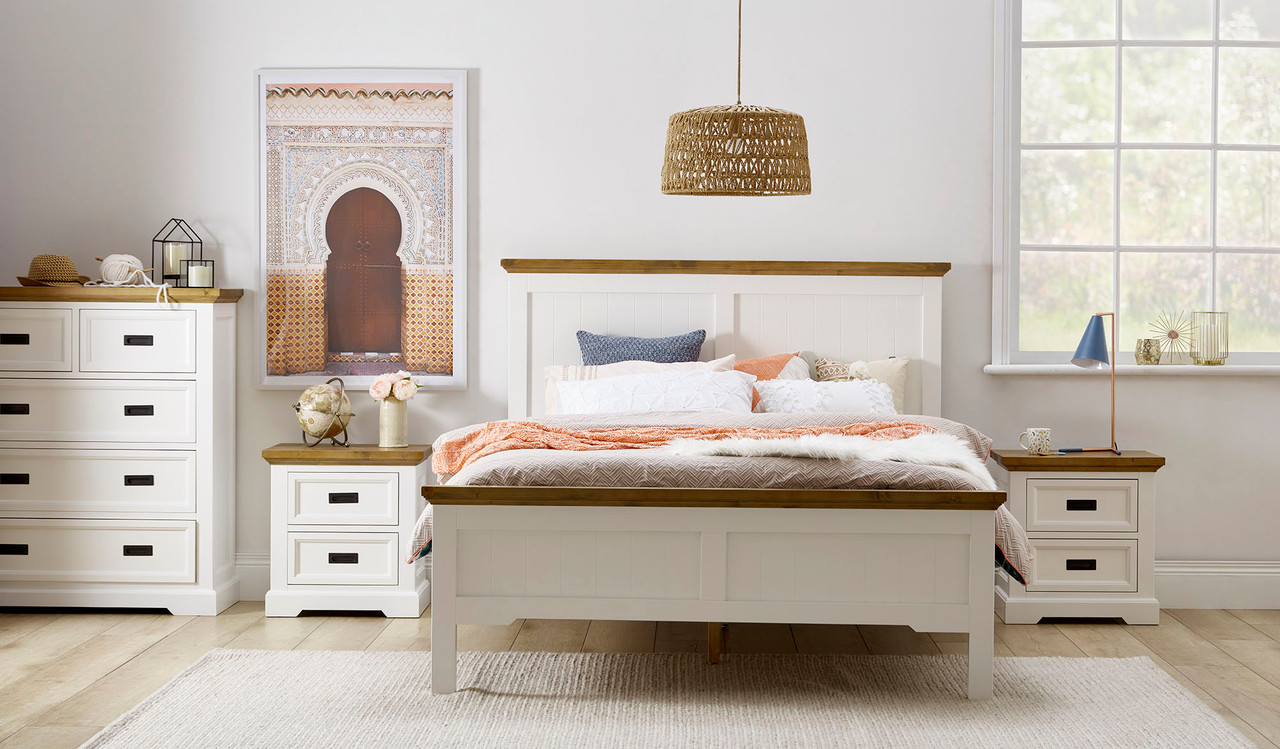 Gables White And Timber Country Charm Bedroom Suite Bedsonline