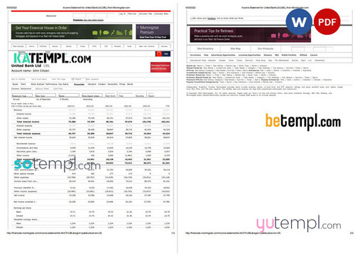 United Kingdom United Bank Ltd (UBL) bank incoming statement, Word and PDF template, 2 pages