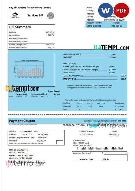 USA North Carolina BB&T Corp. bank account statement template in Word and PDF format