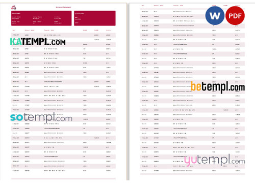 Nigeria ALAT bank statement Word and PDF template, 4 pages