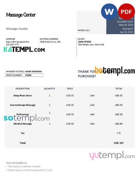 USA Max Enterprises invoice template in Word and PDF format, fully editable