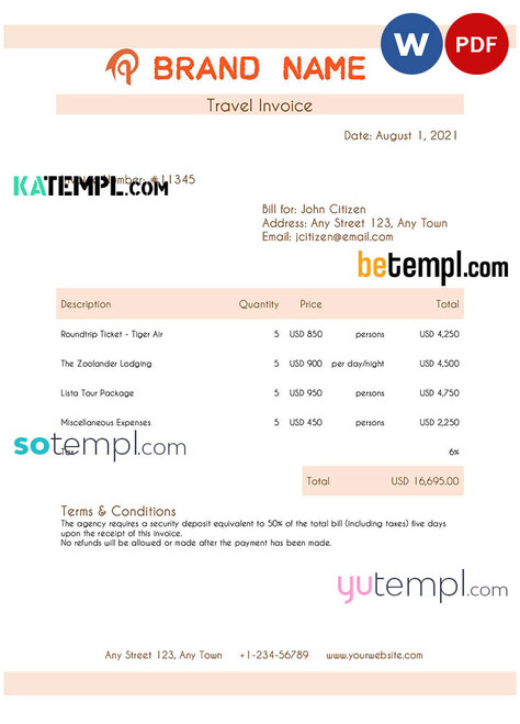 # well support universal multipurpose invoice template in Word and PDF format, fully editable