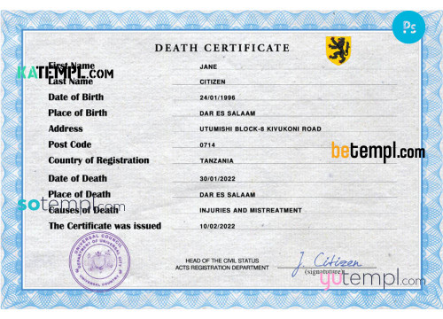 # wise crowd death universal certificate PSD template, completely editable