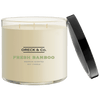 Details: Burn Time approximately 80+ Hours  (3) 100% Cotton Lead-Free Wicks  Proprietary Soy Wax Blend Size: 14.5 Ounces  3.875" W x 4.5" H. 