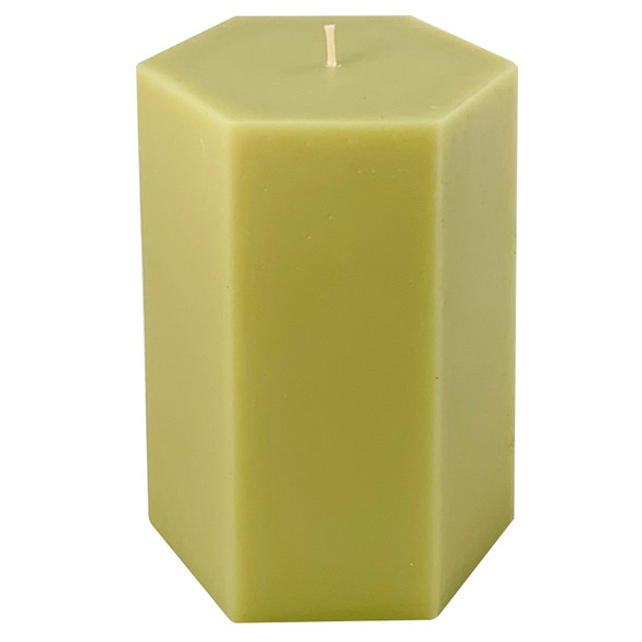 Jumbo Hexagon Shape Scented Pillar Candle 4" x 6" - Red Orange Color with Red Currant Scent