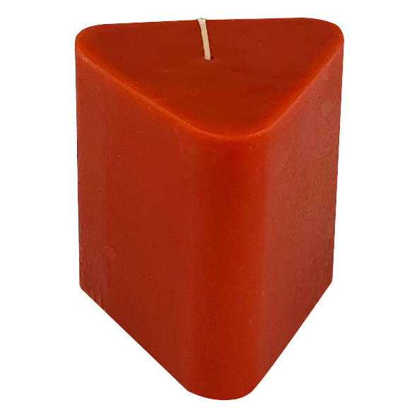 Triangle Shape Scented Pillar Candle 3" x 4" - Red Orange Color with Red Currant Scent