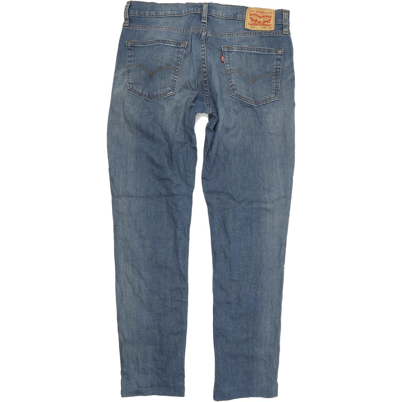 Levi's 511 Men Blue Straight Slim Stretch Jeans W34 L32 | Fabb Fashion