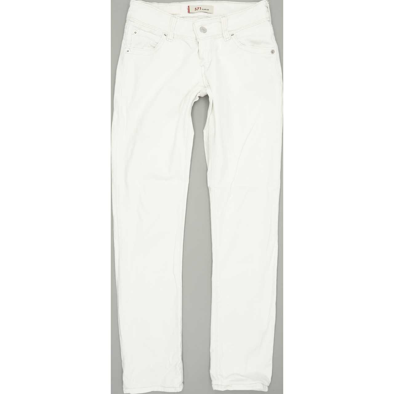 Levi's 571 Women Off White Straight Slim Stretch Jeans W26 L29 | Fabb  Fashion