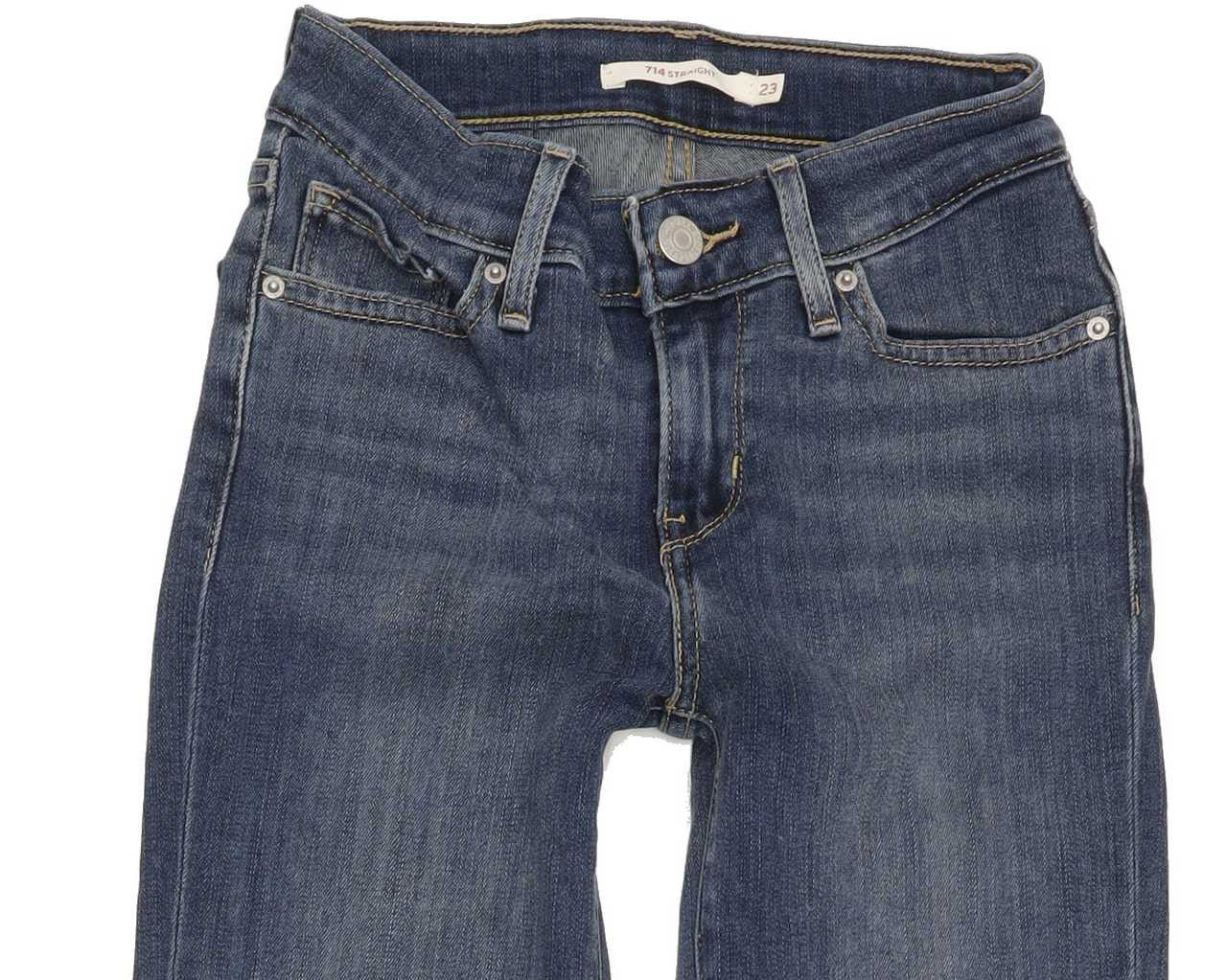 Levi's 714 Women Blue Straight Slim Stretch Jeans W23 L31 | Fabb Fashion
