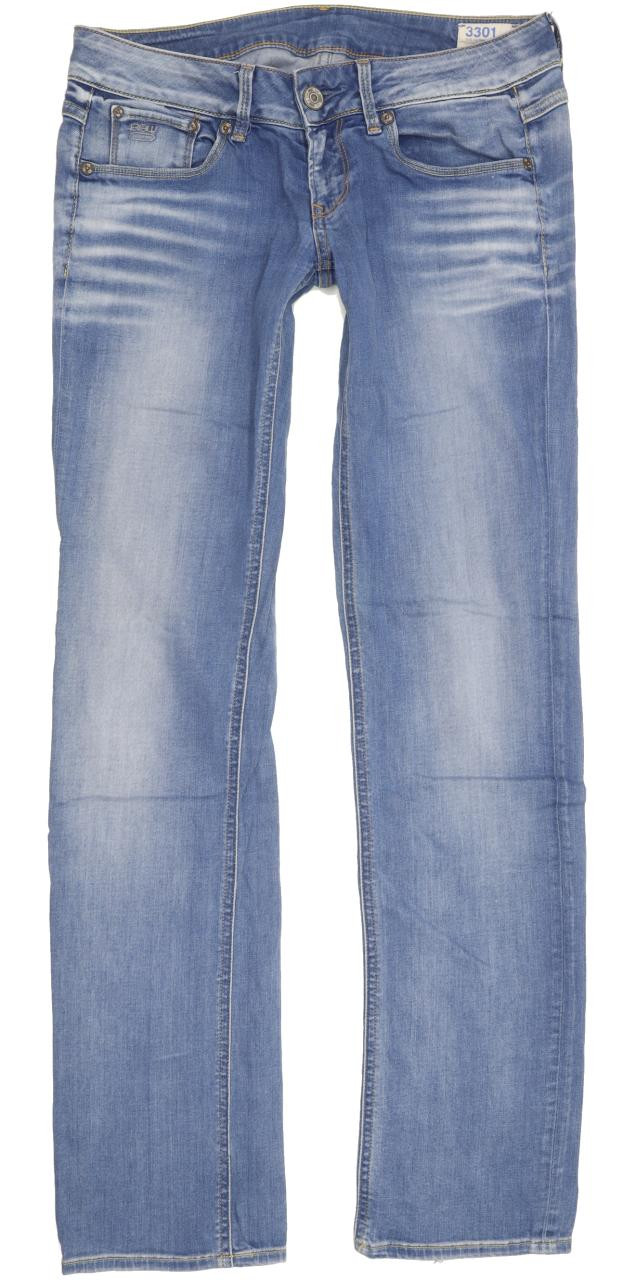 G Star 3301 Women Blue Straight Slim Stretch Jeans W27 L32 93319