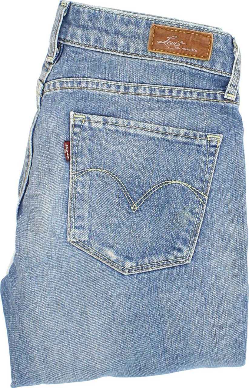Levi's Demi Curve Womens Blue Straight Stretch Jeans W25 L29 | Fabb Fashion