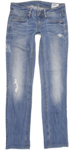 G-Star 3301 Women Blue Straight Slim Stretch Jeans W26 L31 (94100)