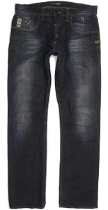 G-Star Attacc Men Navy Straight Slim Jeans W33 L32 (96113)