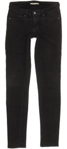 Levi's 711 Women Black Skinny Slim Stretch Jeans W29 L34 (97147)