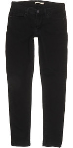 Levi's 711 Women Black Skinny Slim Stretch Jeans W28 L30 (97394)